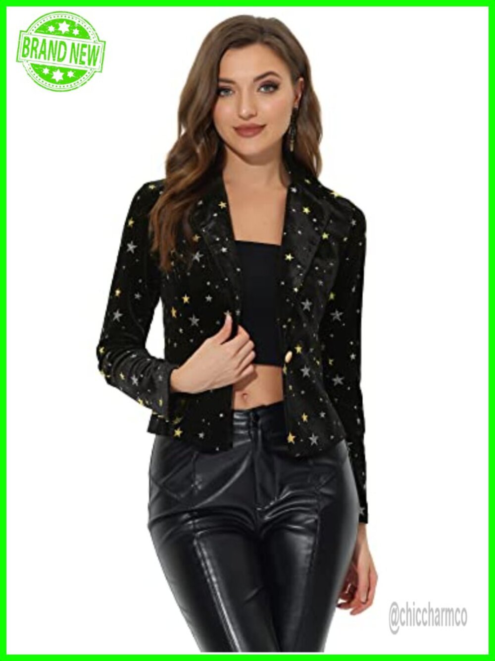 Velvet Single Breasted Notched Lapel Blazer Long Sleeve Business Casual